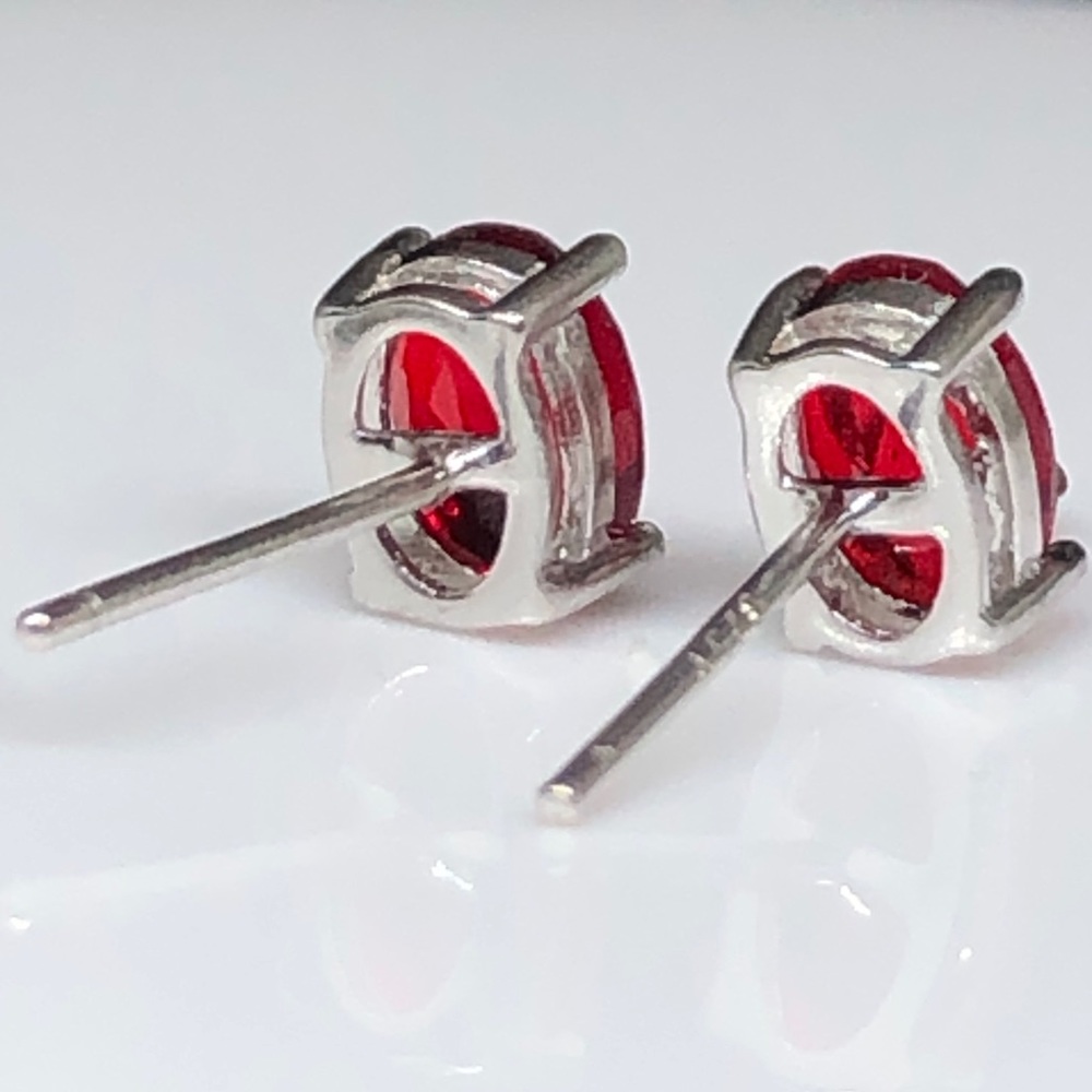 925 Lab Created 0val Ruby Studs - image 3